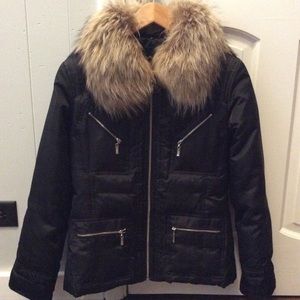 Pasha & Jo Fox Fur Collar Down Jacket XS EUC